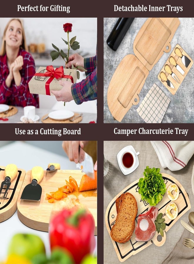 Haigoo Foldable Bamboo Charcuterie Board Set - Unique Cheese Cutting Board Gift Set for Mom, Dad, Couple or House Warming - Image 3